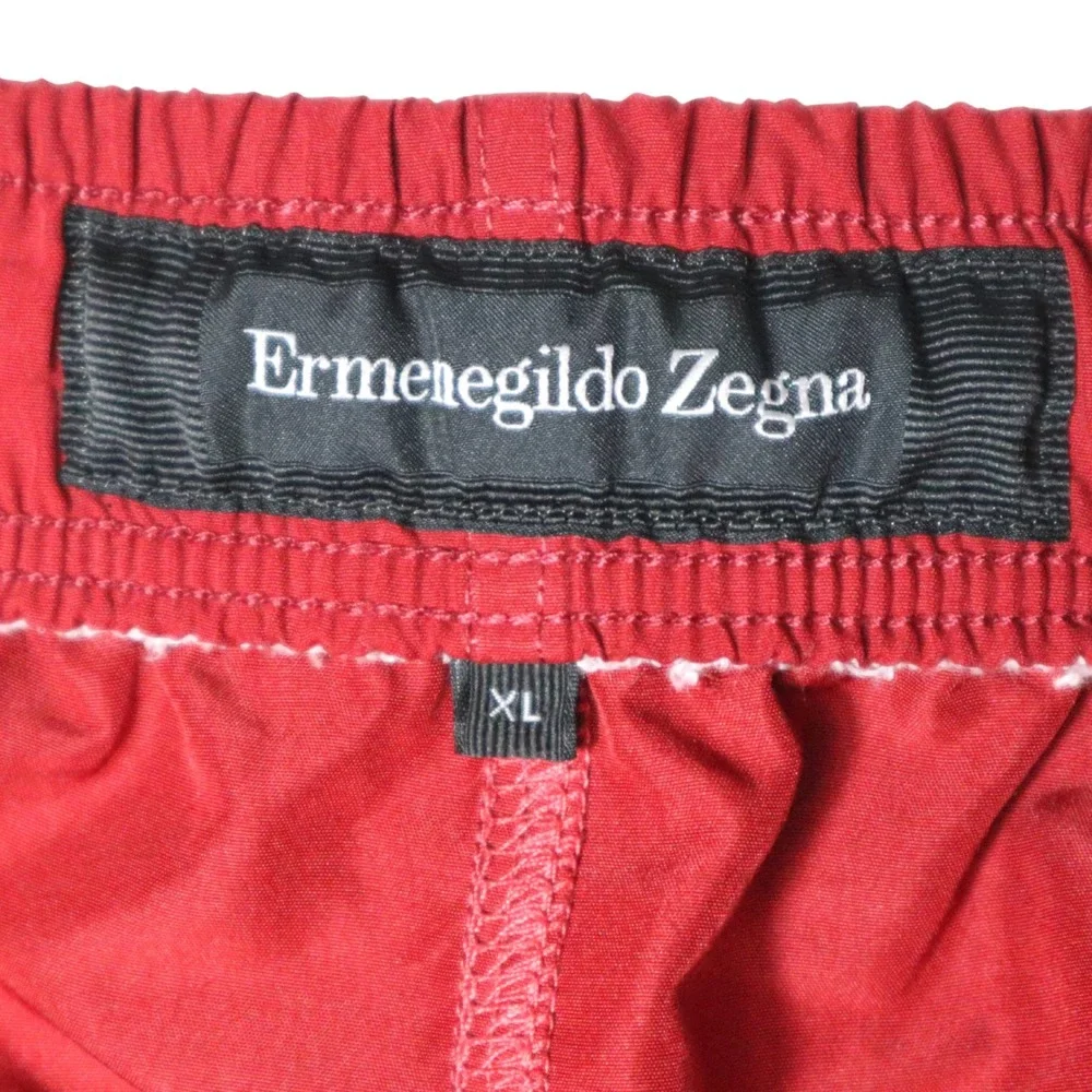 Ermenegildo Zegna Swim Trunks Mens XL Red Script Logo Drawstring Beach Vacation